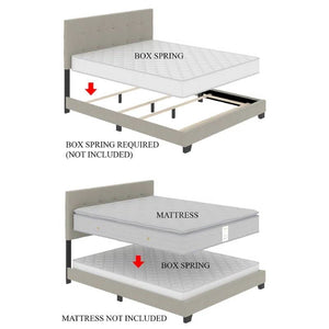 Queen size Gold Metal Canopy Bed with Upholstered Button-Tufted Headboard