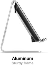 PowerStand Wireless Charging Stand with Dimmable LED Backlights - Desktop Charger for iPhone, Android and Galaxy Phone Models (Aluminum Silver)