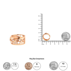 14K Rose Gold 1/3 Cttw Diamond and Pink Tourmaline Cigar Band Ring with White Enamel (G-H Color, SI1-SI2 Clarity)