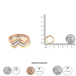 14K Gold 1/4 Cttw Diamond Geometrical Chevron V Stackable Band Ring Set (G-H Color, SI1-SI2 Clarity) - Size 7