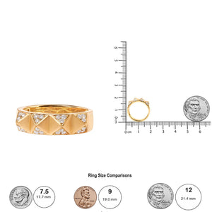 14K Yellow Gold 1/4 Cttw White Diamond Pyramid Band Ring (G-H Color, SI1-SI2 Clarity)- Size 7