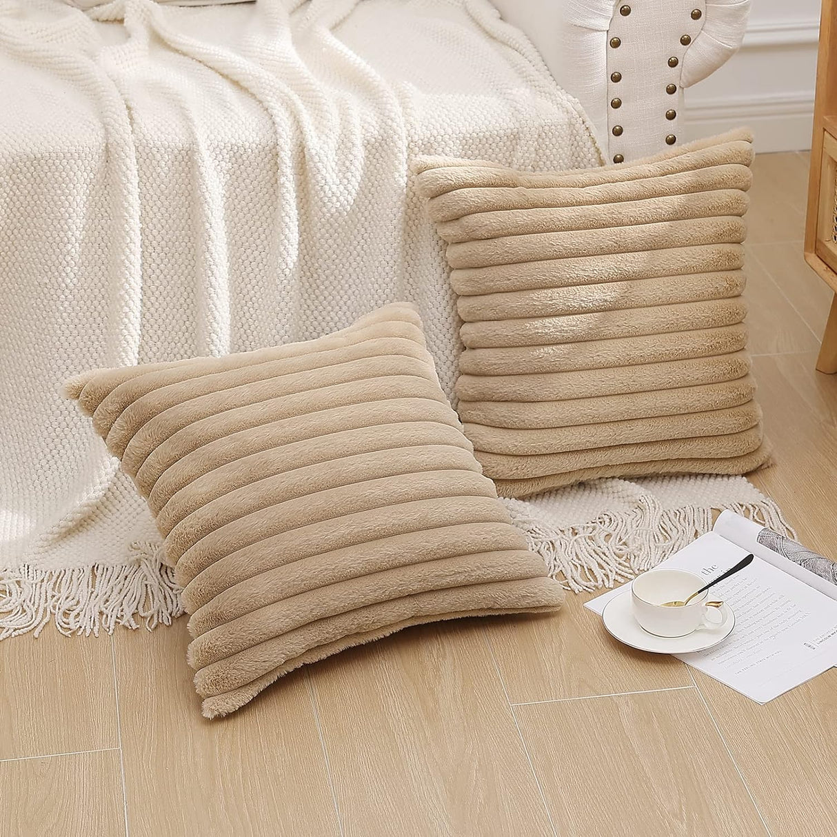 Pack of 2 Polyester Blend Square Throw Pillow covers reversible sides, removable cover size 18x18 inch