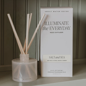 Salt and Sea White Translucent Tinted Glass Jar Reed Diffuser