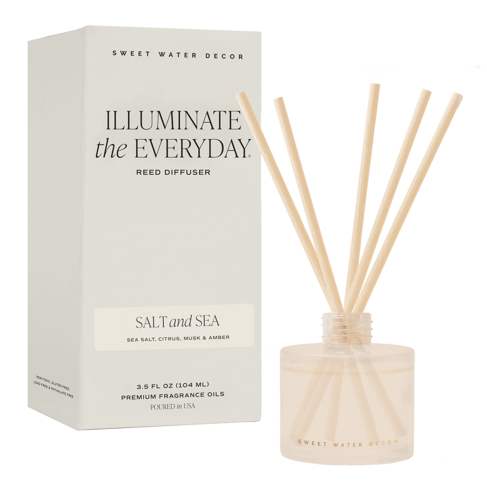 Salt and Sea White Translucent Tinted Glass Jar Reed Diffuser