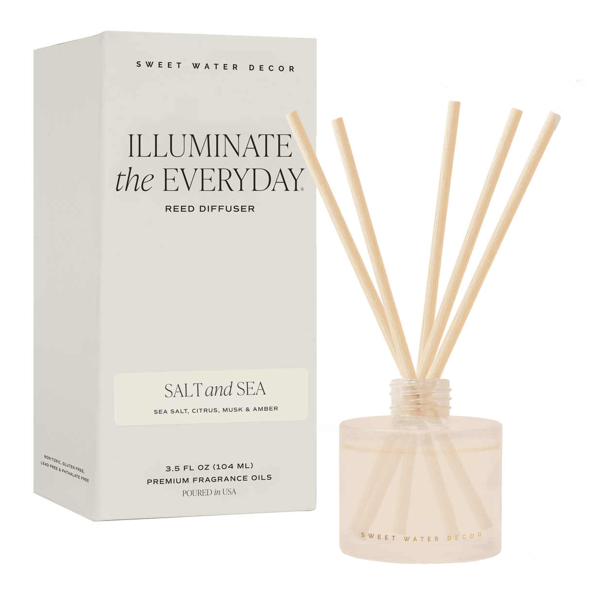 Salt and Sea White Translucent Tinted Glass Jar Reed Diffuser