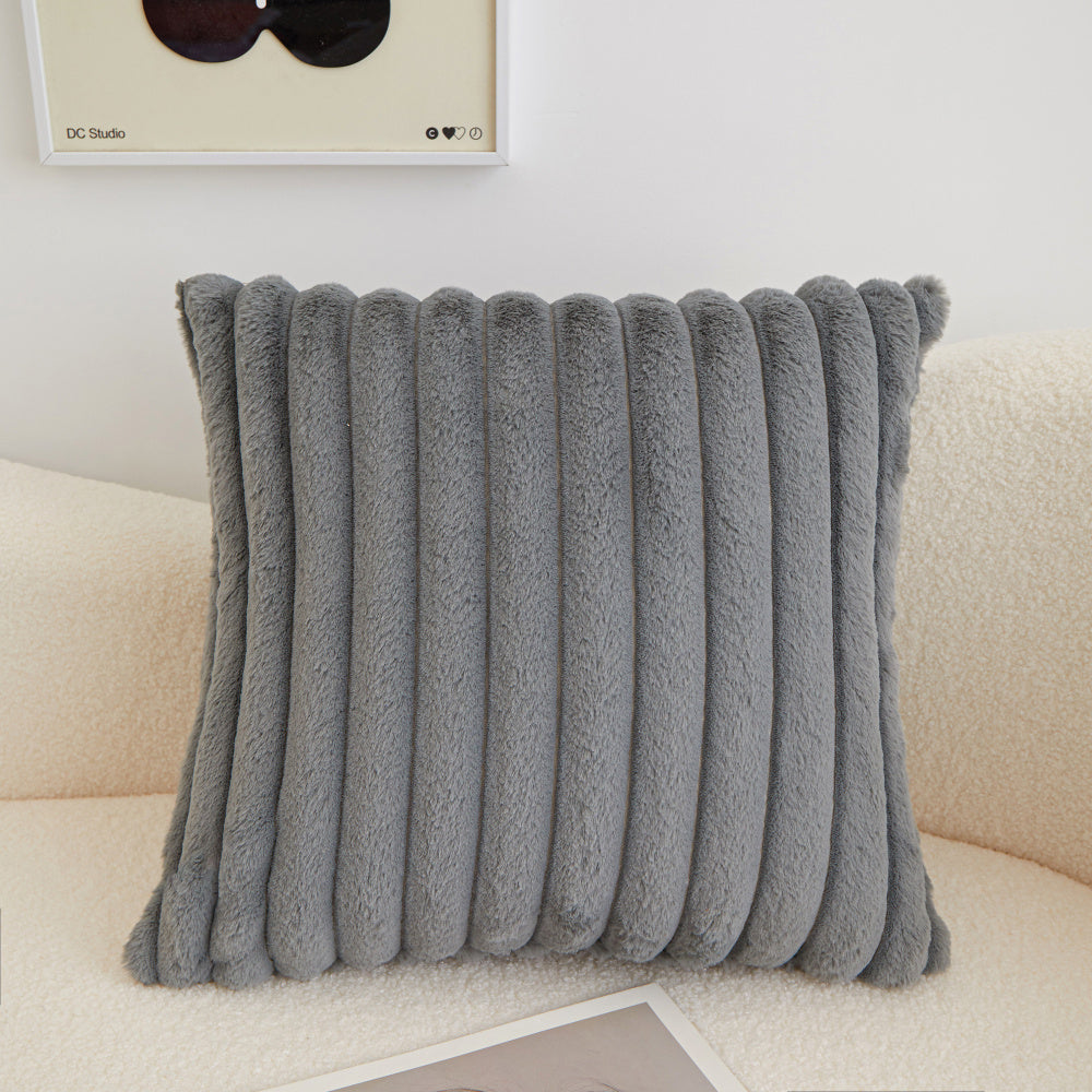Set of 4 Double sides furry throw pillow case and insert 18"x18" square