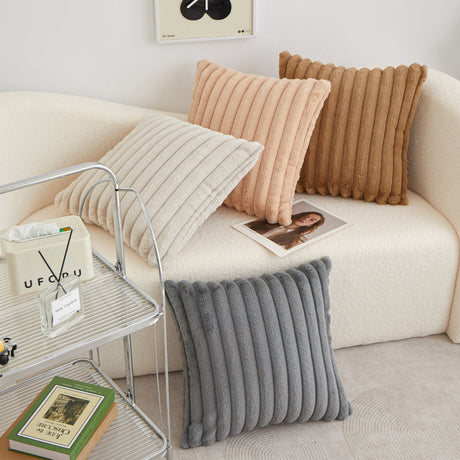 Set of 4 Double sides furry throw pillow case and insert 18"x18" square