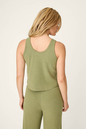 Soft Olive Rib Knit Lounge Tank Top
