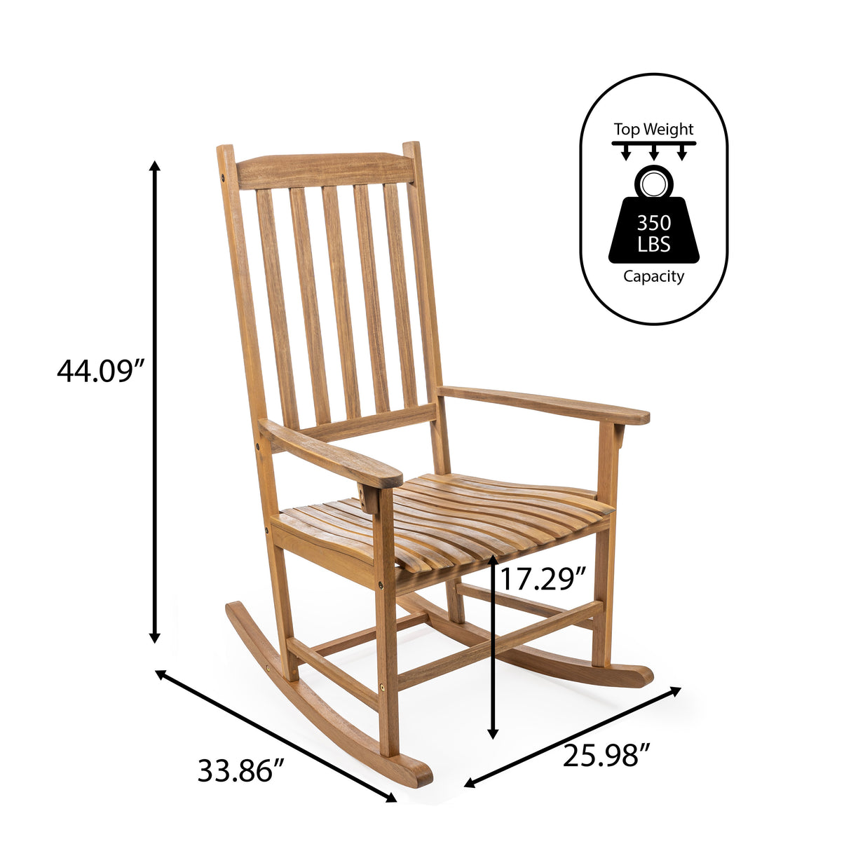 Seagrove farmhouse classic slat-back support acacia wood outdoor rocking chair