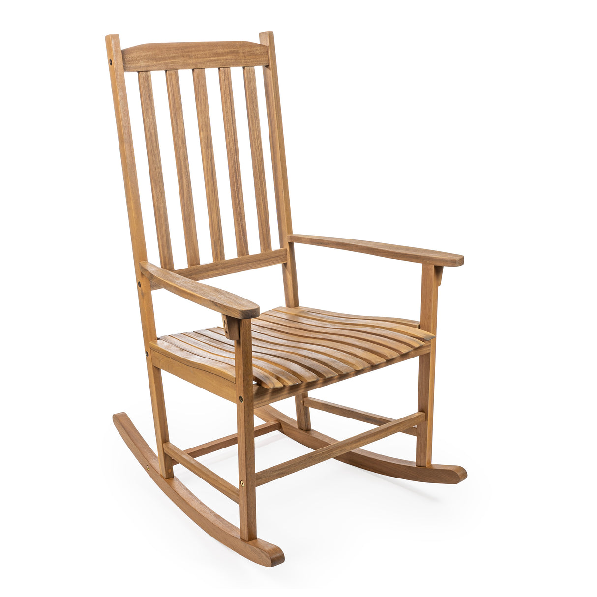Seagrove farmhouse classic slat-back support acacia wood outdoor rocking chair