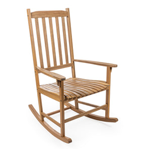 Seagrove farmhouse classic slat-back support acacia wood outdoor rocking chair
