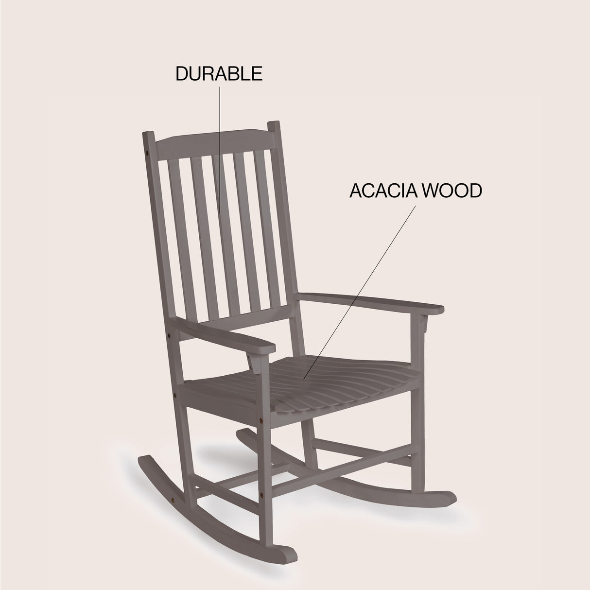 Seagrove farmhouse classic acacia wood outdoor rocking chair