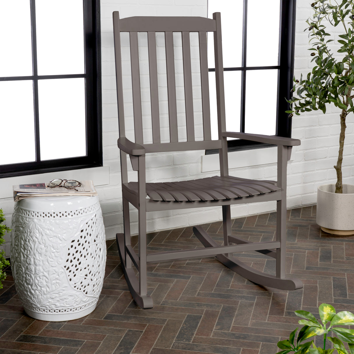 Seagrove farmhouse classic acacia wood outdoor rocking chair