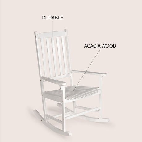Seagrove farmhouse classic slat-back acacia wood rocking chair
