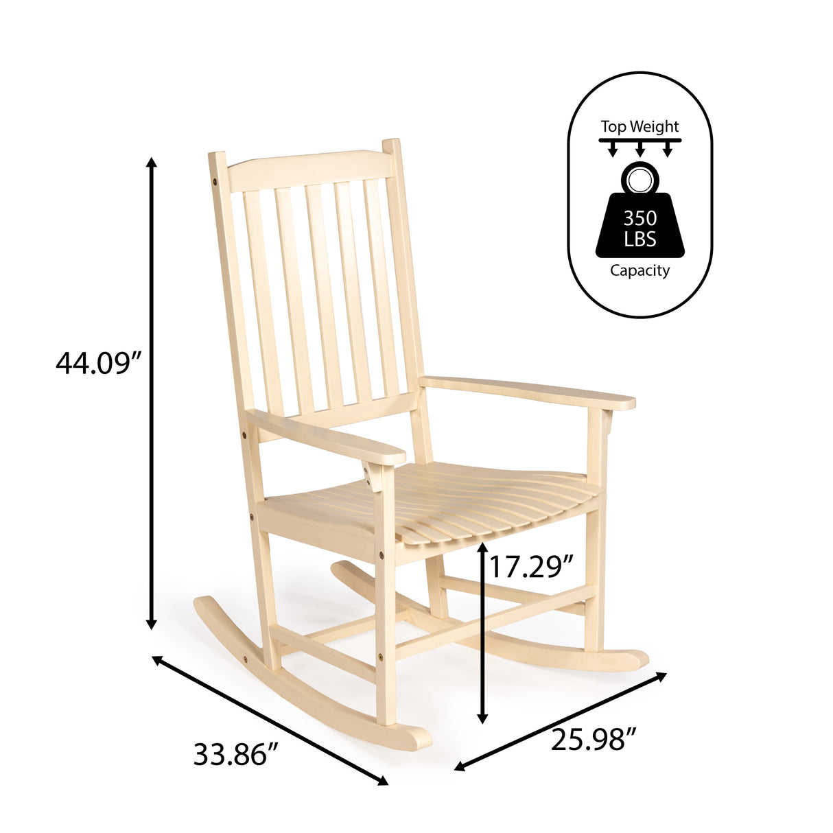 Seagrove farmhouse acacia wood outdoor rocking chair with slat-back support