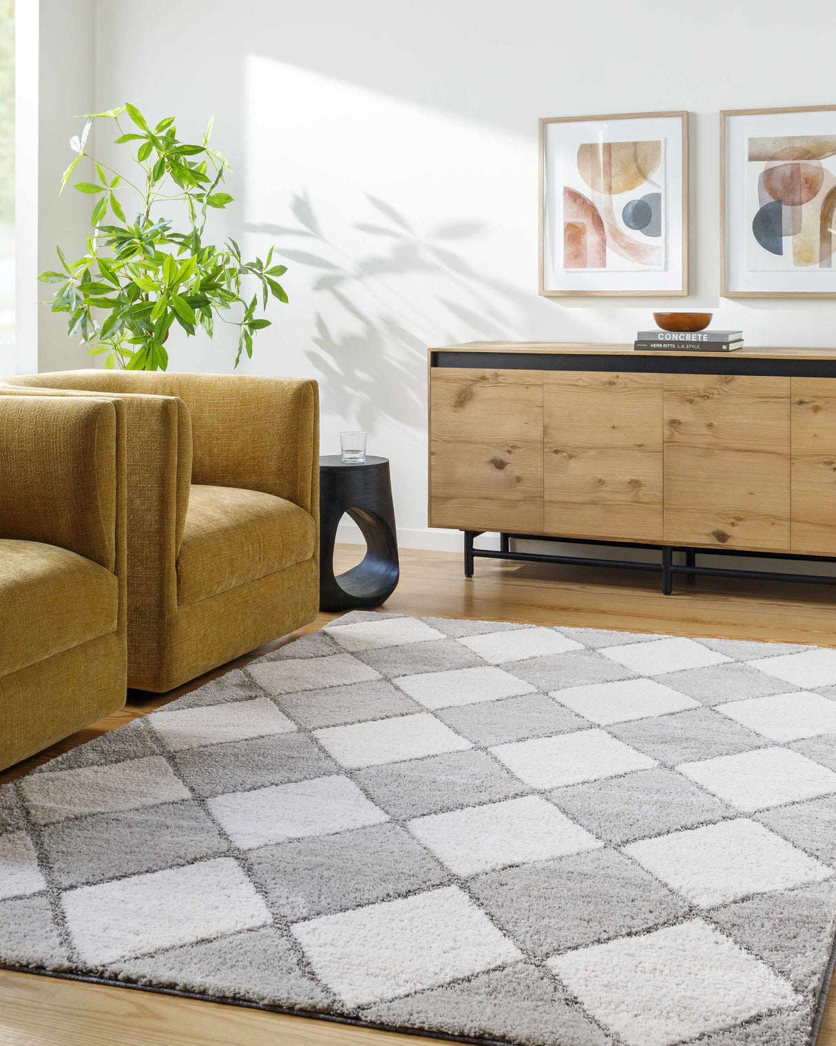 Aideen Gray Shag Area Rug - Clearance