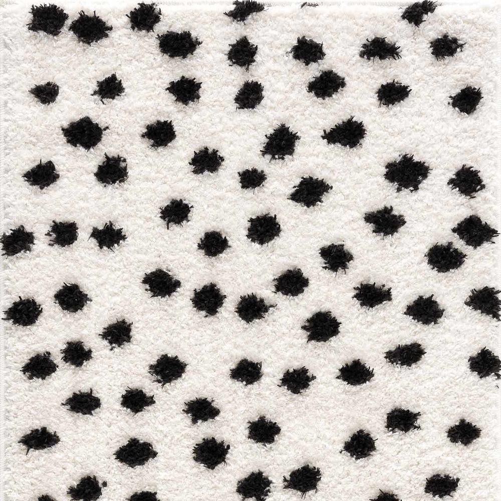 Cansu Black & White Dotted Area Rug