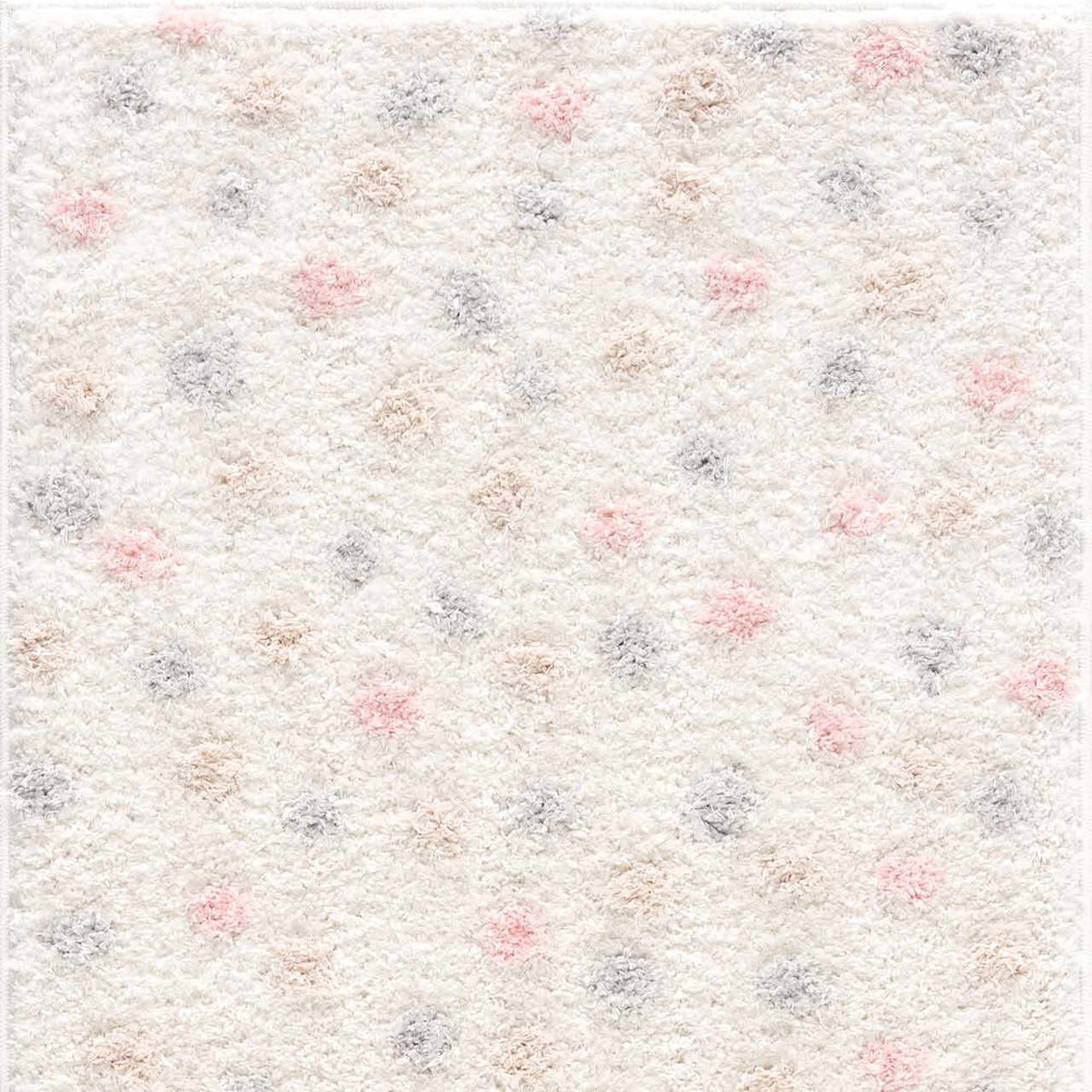 Cansu Pink & Cream Dotted Area Rug