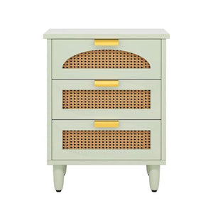 Retro Mid-Century Modern 3 Drawer Bedside Table Nightstand in Mint Green