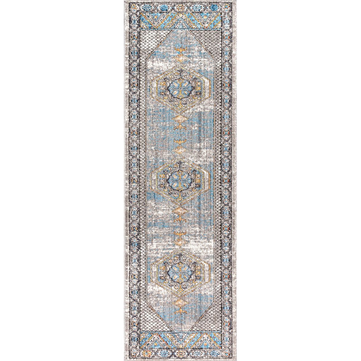 Izmit Geometric Vintage Medallion Runner Rug