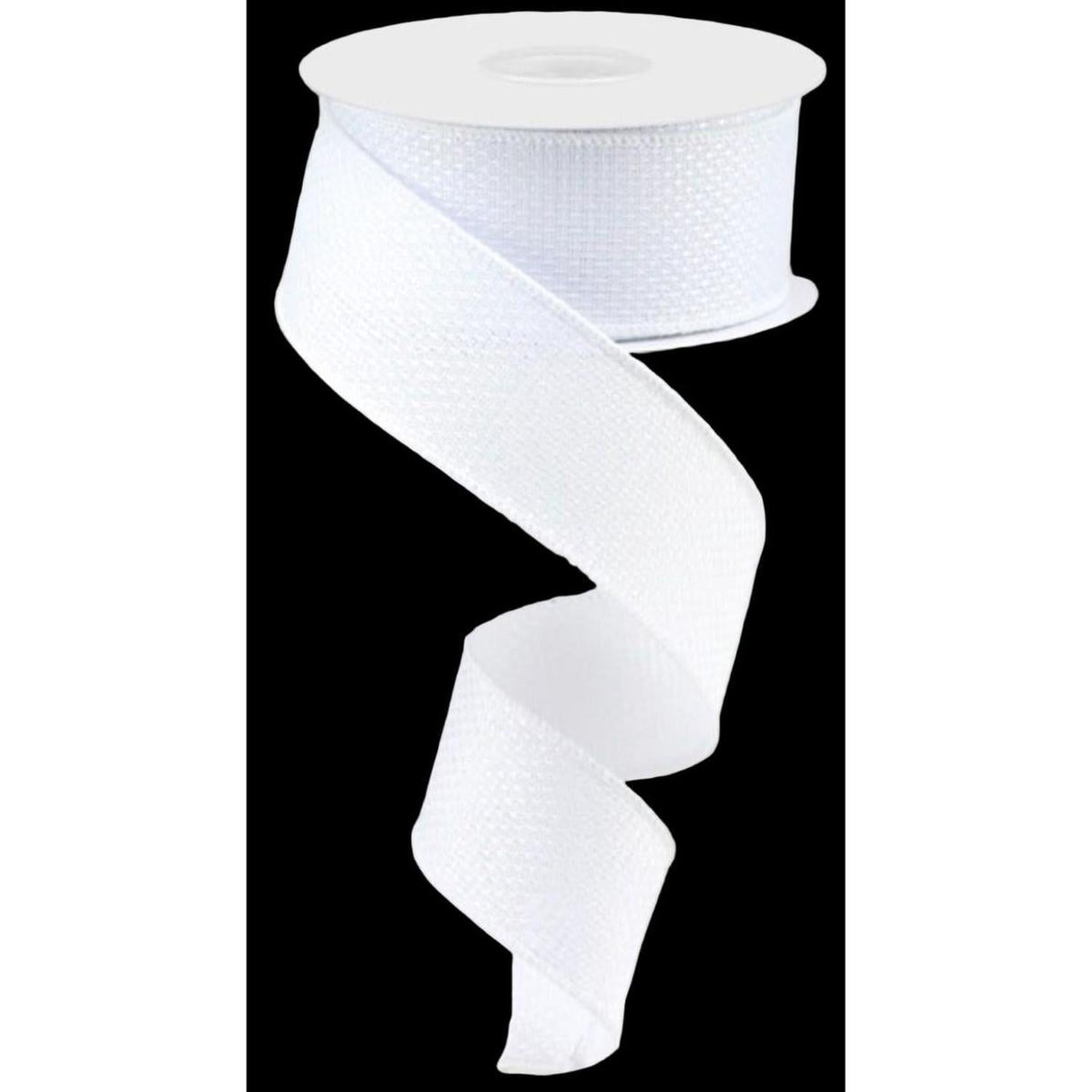 1.5" Royal Faux Burlap Ribbon: White (10 Yards)