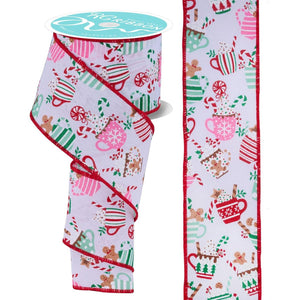 2.5" Hot Cocoa Mugs Ribbon: White (10 Yards)