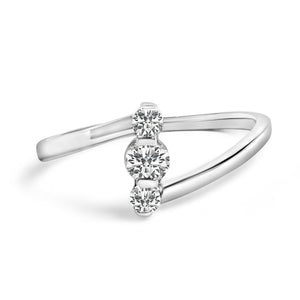 10K White Gold 1/4 Cttw Lab Grown Diamond Vertical Three Stone Ring