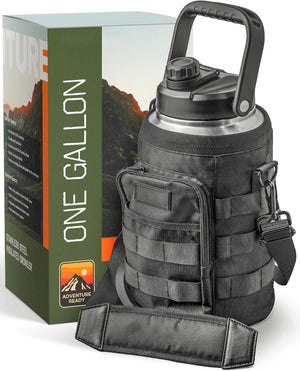 Insulated-1-Gallon-Water-Bottle-with-Sleeve-Stainless-Steel-Wide-Mouth-Growler-with-Tactical-Carrying-Bag-Insulation-for-Hot/Cold-Drinks-(128oz)-