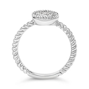 Sterling Silver 1/4 Cttw Diamond Floral Round Braided Ring