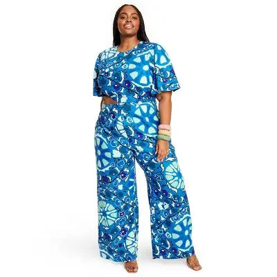 RHODE Women's Bell Sleeve Cut Out Casual Jumpsuit High-Neck