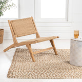 Parker mid-century modern woven seagrass wood armless lounge chair