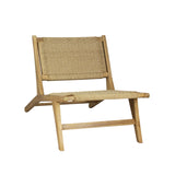 Parker mid-century modern woven seagrass wood armless lounge chair