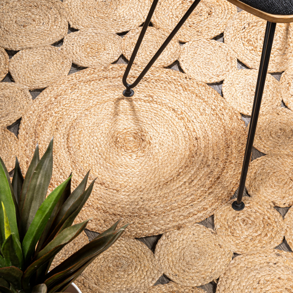 Cassia Natural Jute Boho Round Area Rug