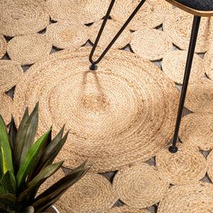 Cassia Natural Jute Boho Round Area Rug