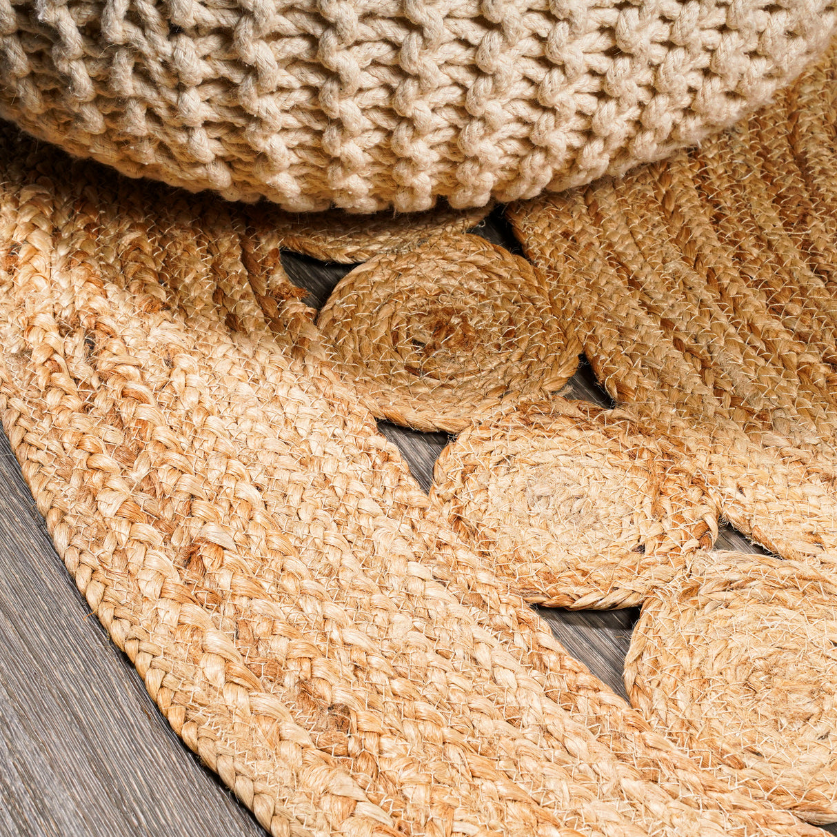 Dahlia Natural Jute Boho Circle Round Area Rug