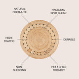 Dahlia Natural Jute Boho Circle Round Area Rug
