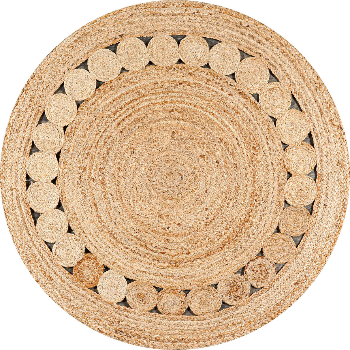 Dahlia Natural Jute Boho Circle Round Area Rug