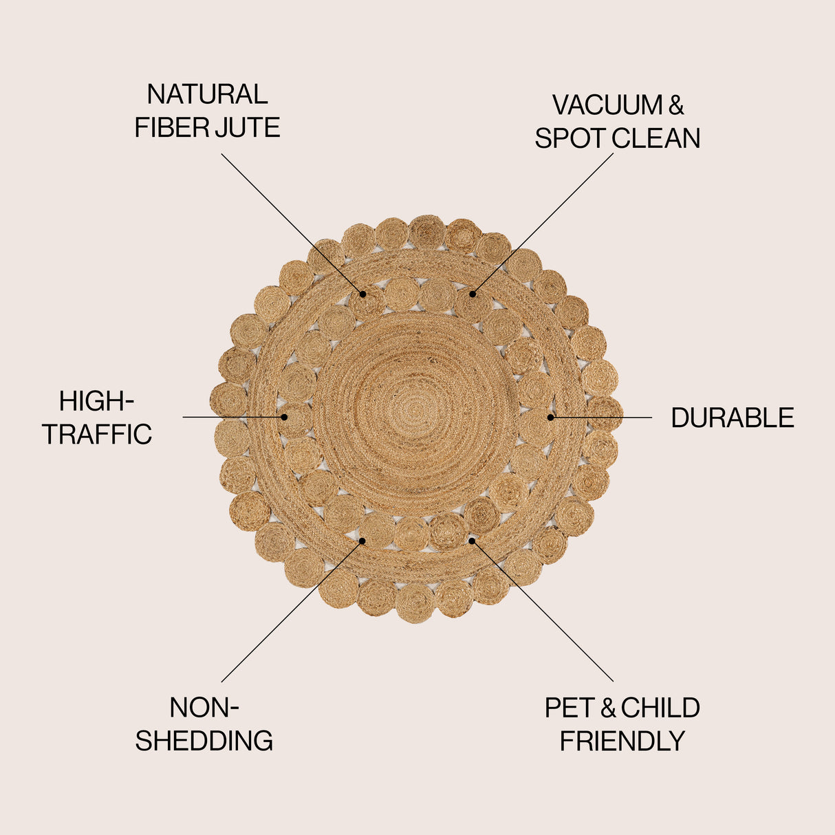 Bodhi Natural Jute hippie Circle Round Area Rug