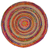 Isla Boho Braided Rag & Jute Round Area Rug