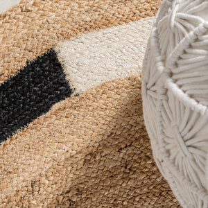 Porto Geometric Jute Circle Round Area Rug