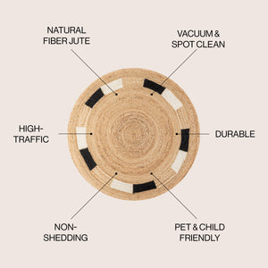 Porto Geometric Jute Circle Round Area Rug