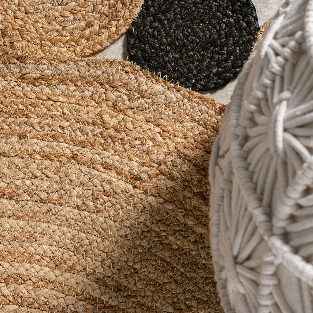 Ayana Two-Tone Jute Hippy Circle Round Area Rug