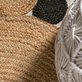 Ayana Two-Tone Jute Hippy Circle Round Area Rug