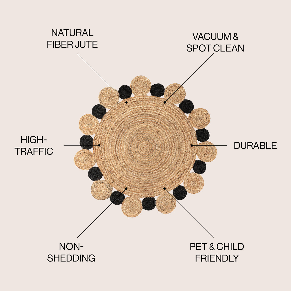 Ayana Two-Tone Jute Hippy Circle Round Area Rug