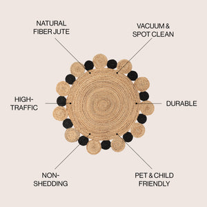 Ayana Two-Tone Jute Hippy Circle Round Area Rug