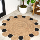 Ayana Two-Tone Jute Hippy Circle Round Area Rug