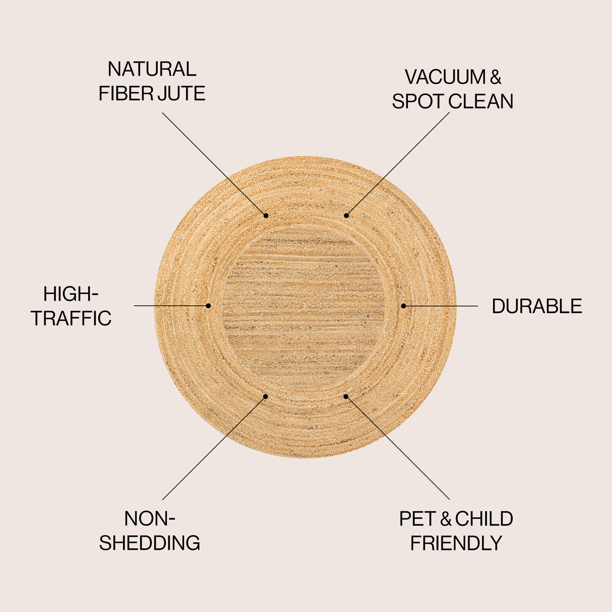 Harmony Boho Jute Circle Round Area Rug