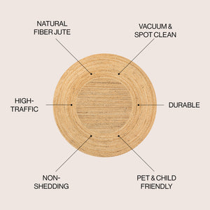 Harmony Boho Jute Circle Round Area Rug
