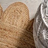 Petal Boho Jute Scalloped Circle Round Area Rug