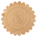 Petal Boho Jute Scalloped Circle Round Area Rug